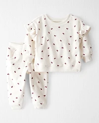 Baby Girl 2-Piece Organic Cotton Velour Set in Wild Rose Print
