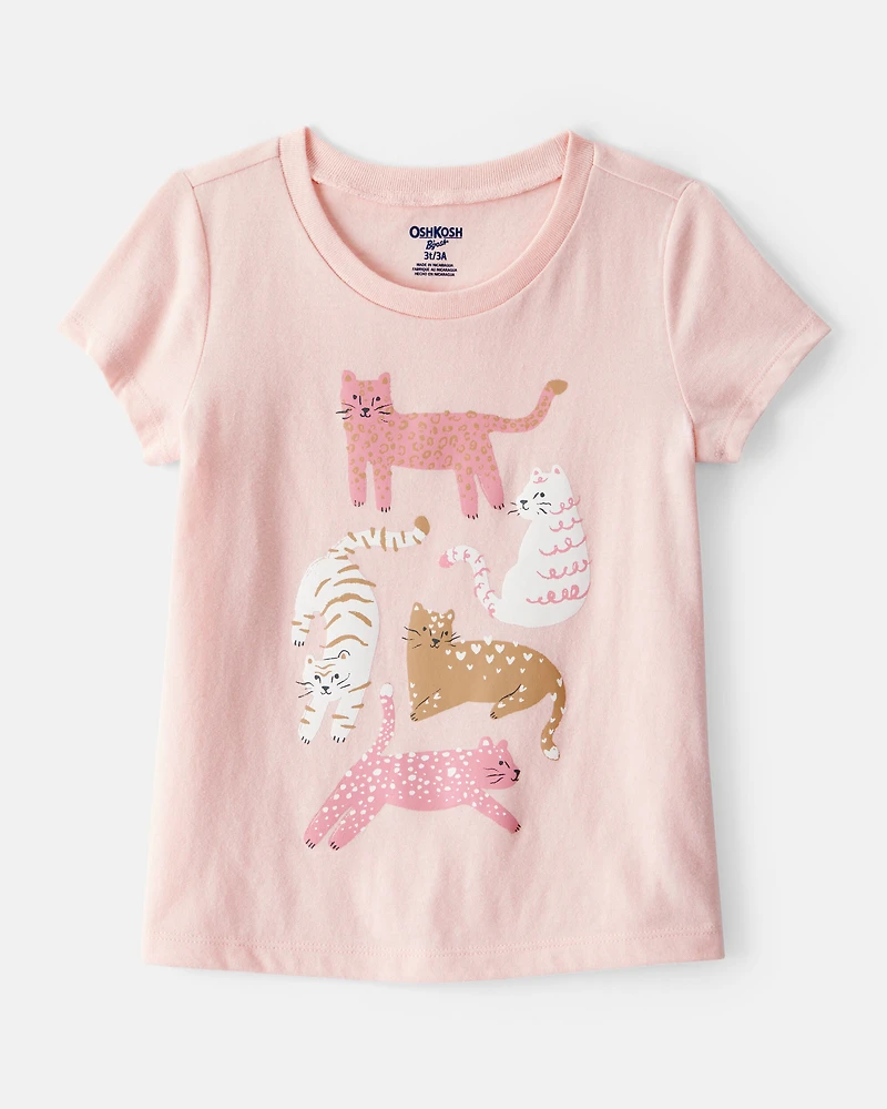 Toddler Girl Cat Short-Sleeve Graphic Tee - Pink