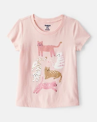 Toddler Girl Cat Short-Sleeve Graphic Tee - Pink