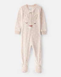 Toddler Girl Deer DreamPlush Snug Fit Long-Sleeve 1-Piece Pajamas - Brown