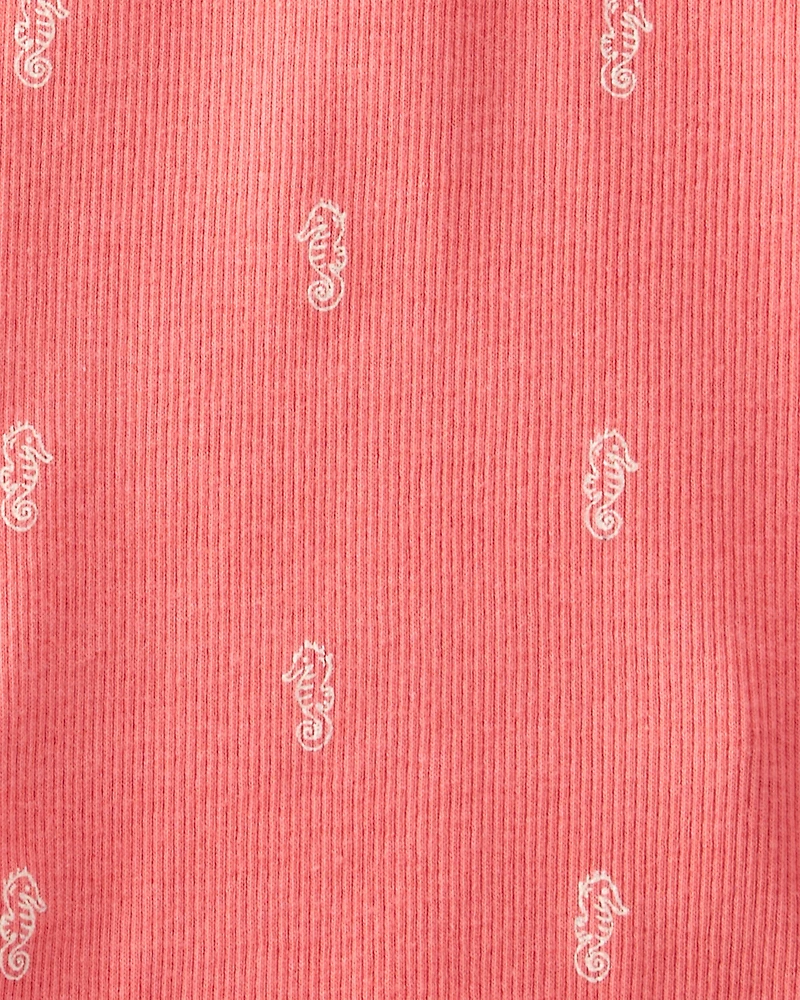 Toddler Organic Cotton Knit Romper in Seahorse Print