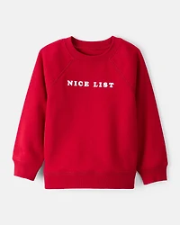 Toddler Boy DayDream Fleece Christmas Nice List Long-Sleeve Pullover Sweatshirt - Red