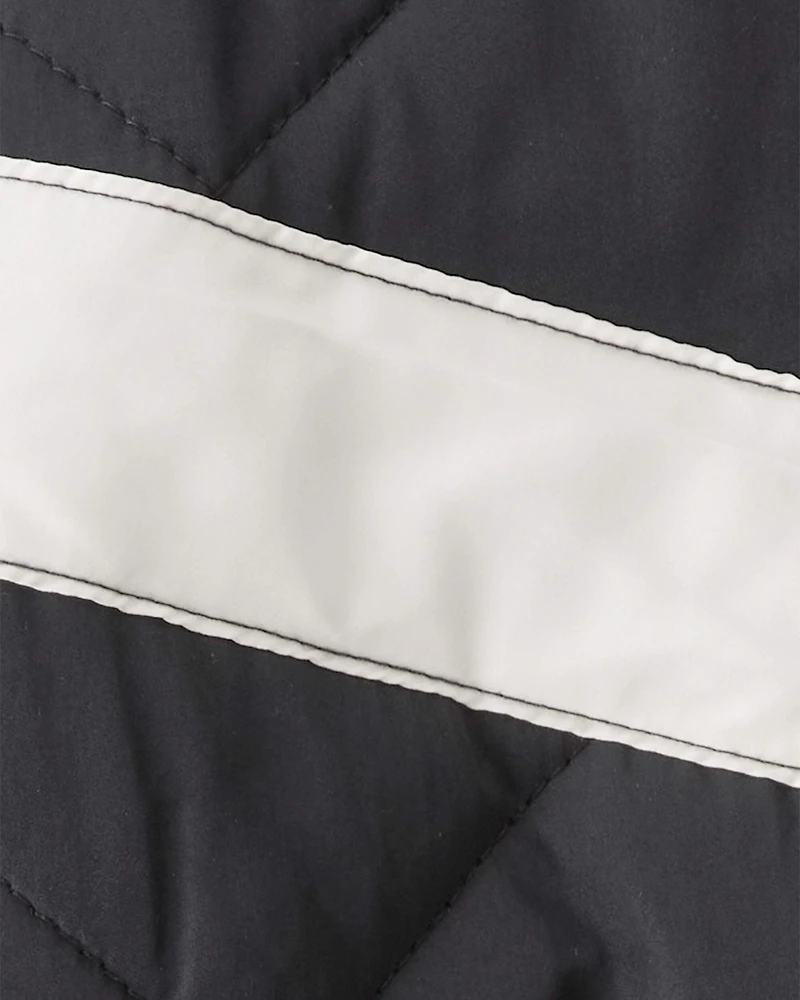 Baby Girl Color Block Puffer Jacket - Black