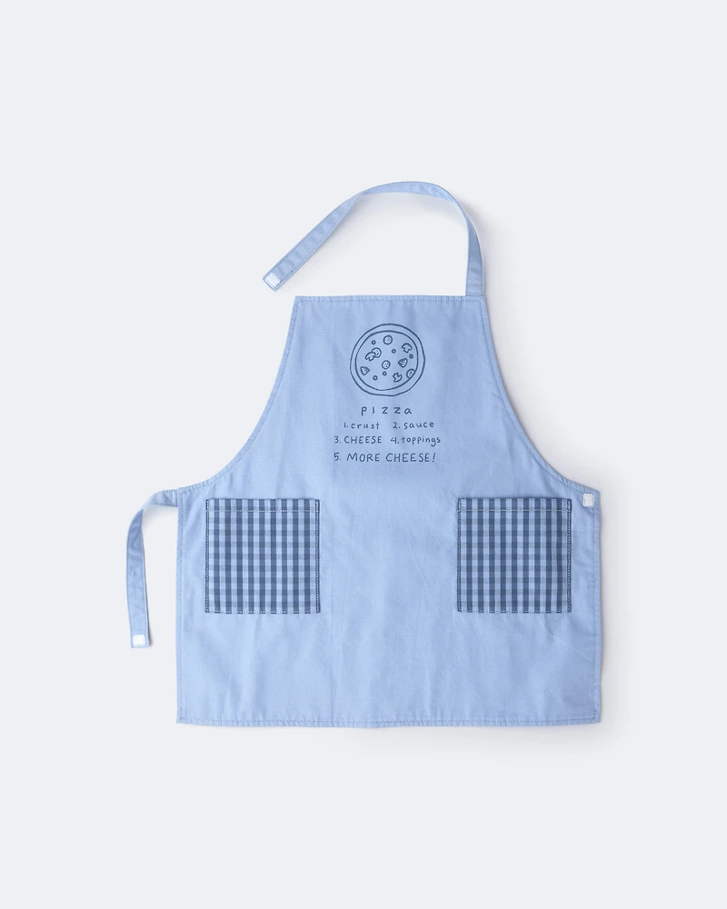 Toddler Pizza Apron with Otter Pockets - Blue