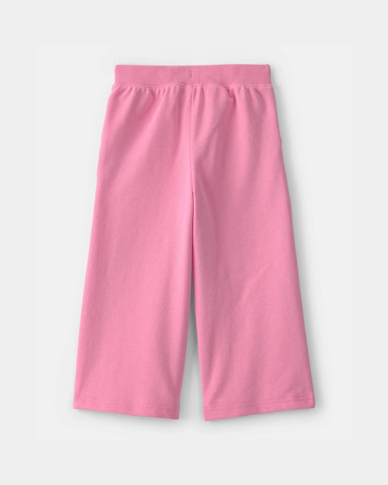 Toddler Girl French Terry Wide-Leg Pants - Pink