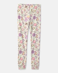 Girls Butterfly 100% Cotton Snug Fit 2-Piece Pajama Set - Cream