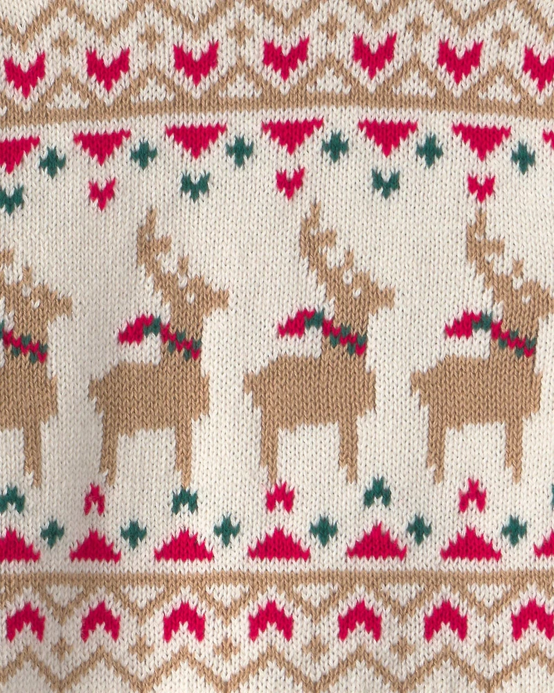 Baby Girl 2-Piece Reindeer Fair Isle Long-Sleeve Top & Pant Set - Red/Cream