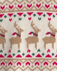Baby Girl 2-Piece Reindeer Fair Isle Long-Sleeve Top & Pant Set - Red/Cream