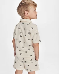 Boys Beach Button-Down Shirt - Ivory