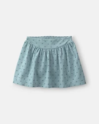 Girls Bow Cotton Skort - Blue
