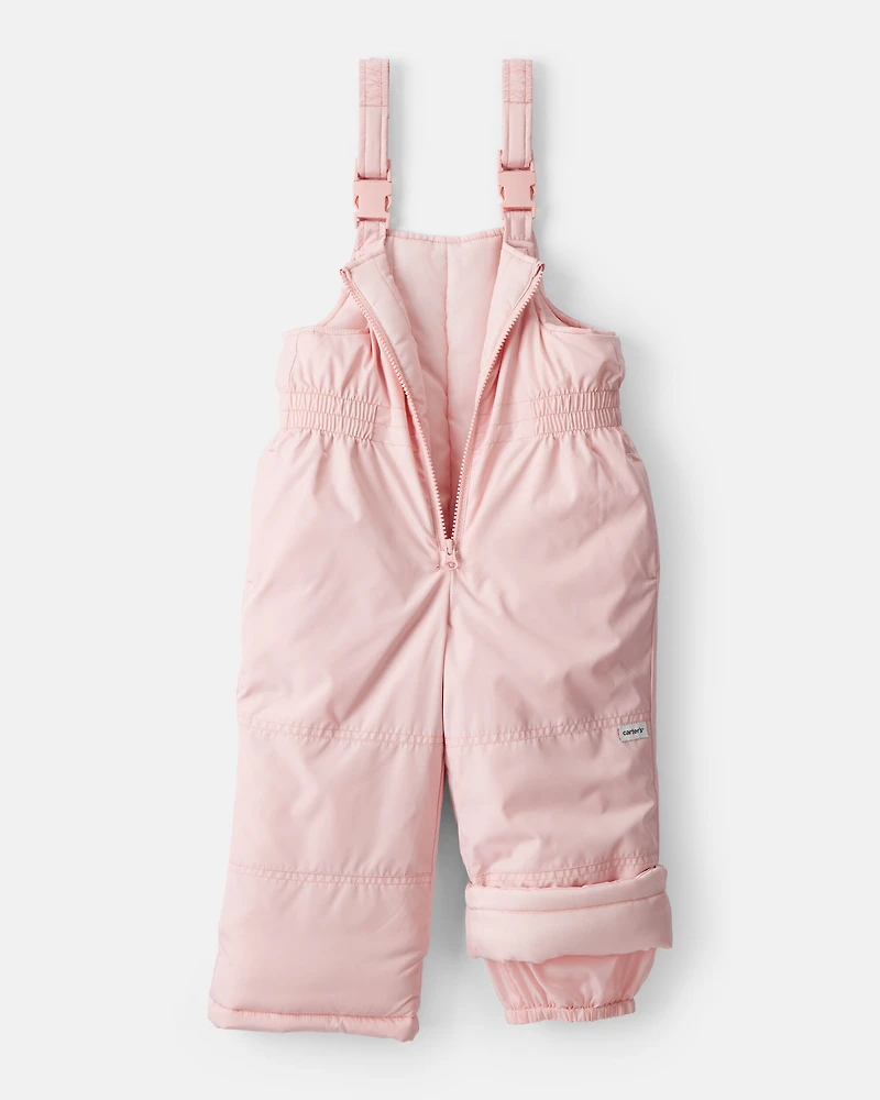 Toddler Girl Overall Snow Bibs - Pink