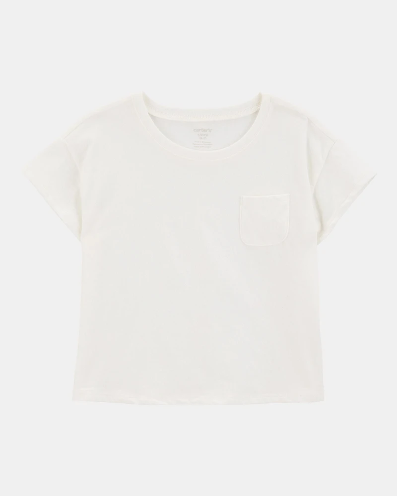 Girls Short-Sleeve Pocket Tee - White