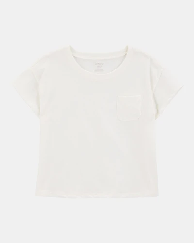 Girls Short-Sleeve Pocket Tee - White