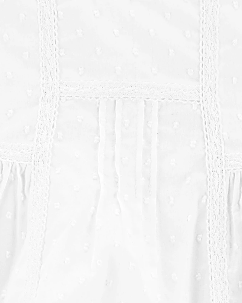 Baby Girl Textured Babydoll Dress - White