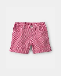 Toddler Girl Hickory Stripe Shorts - Red/Ivory