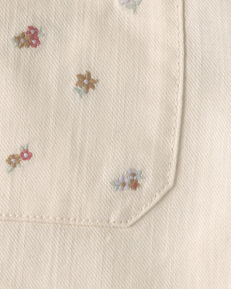 Toddler Girl Floral Twill Pants - Cream