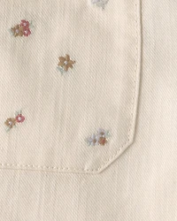Toddler Girl Floral Twill Pants - Cream