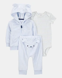 Baby 3-Piece Dog Little Cardigan Set - Blue