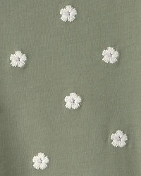 Baby Girl Floral Embroidered Top - Green