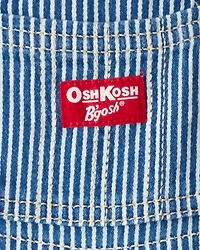 Baby Hickory Stripe Knit-Like Denim Overalls - Blue/Ivory