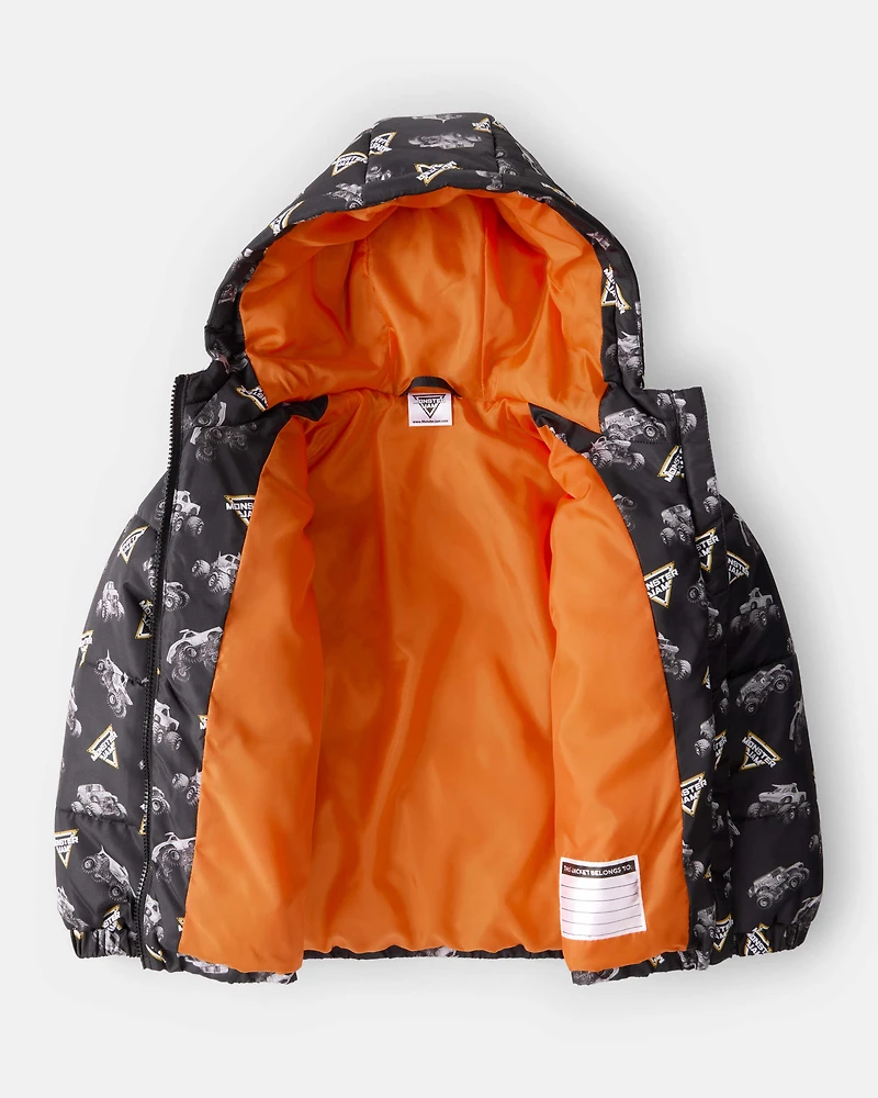 Boys  Monster Jam™ Grave Digger Hooded Heavyweight Jacket - Black