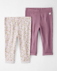 Baby Girl 2-Pack Organic Cotton Rib Leggings