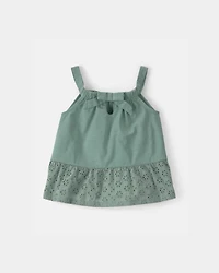 Toddler Girl 2-Piece Eyelet Tank Top & Short Set - Green