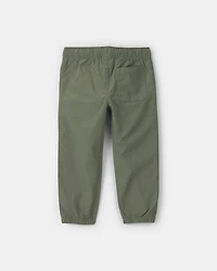 Toddler Boy Canvas Joggers - Olive Green