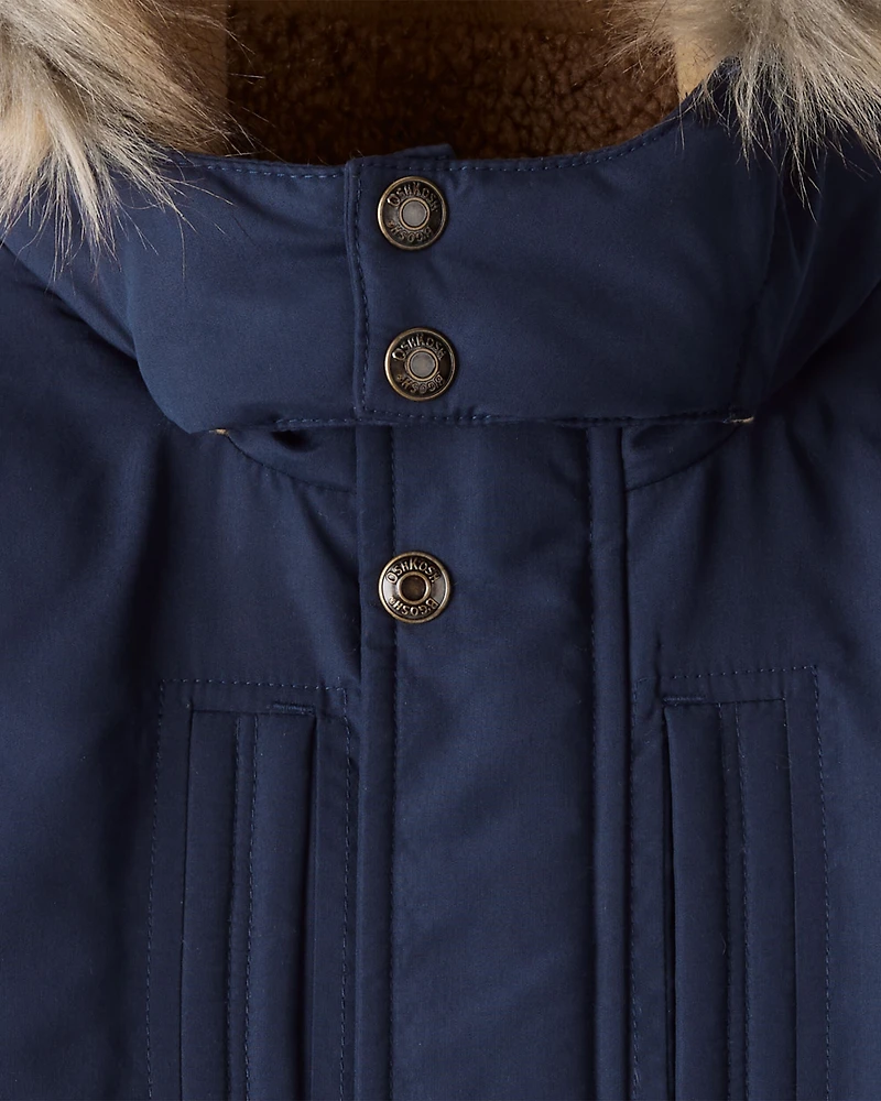 Toddler Boy Hooded Heavyweight Winter Jacket - Navy