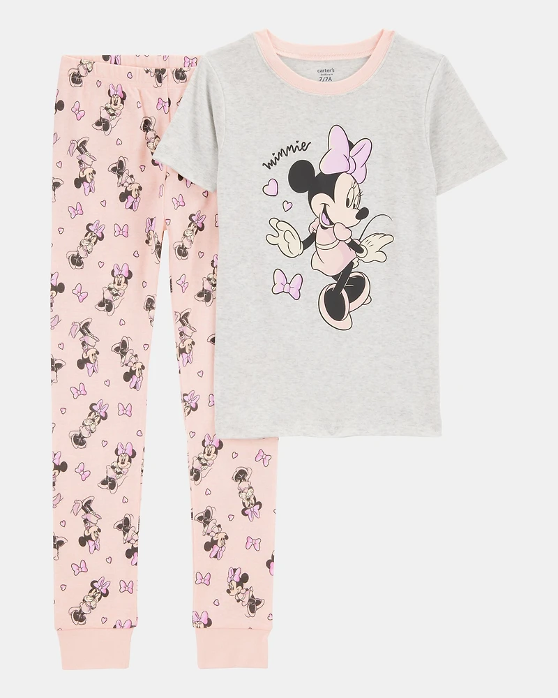 Girls Minnie Mouse Snug Fit Cotton 2-Piece Pajamas