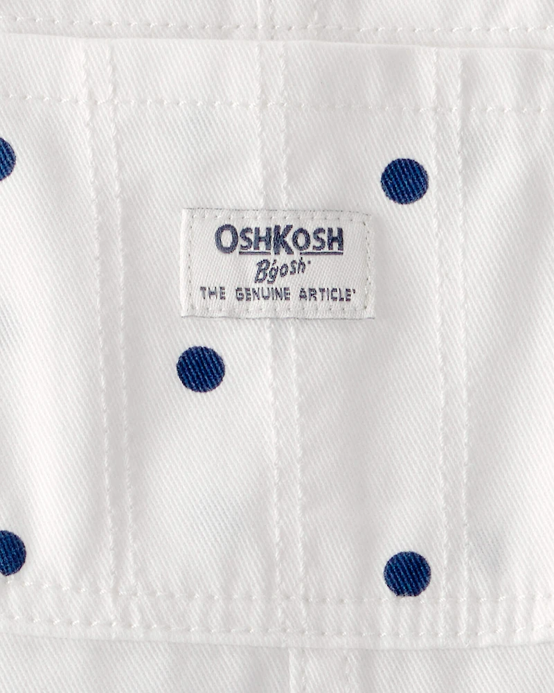 Baby Girl Polka Dot Shortall - White/Blue
