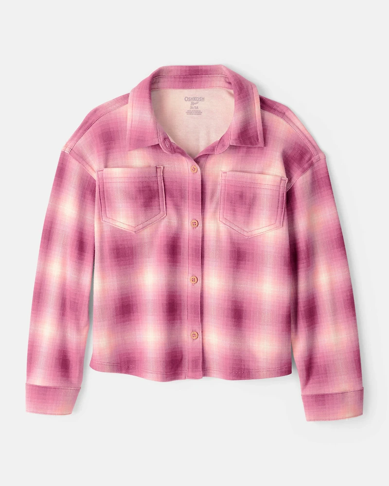 Toddler Girl Plaid Long-Sleeve Top - Pink