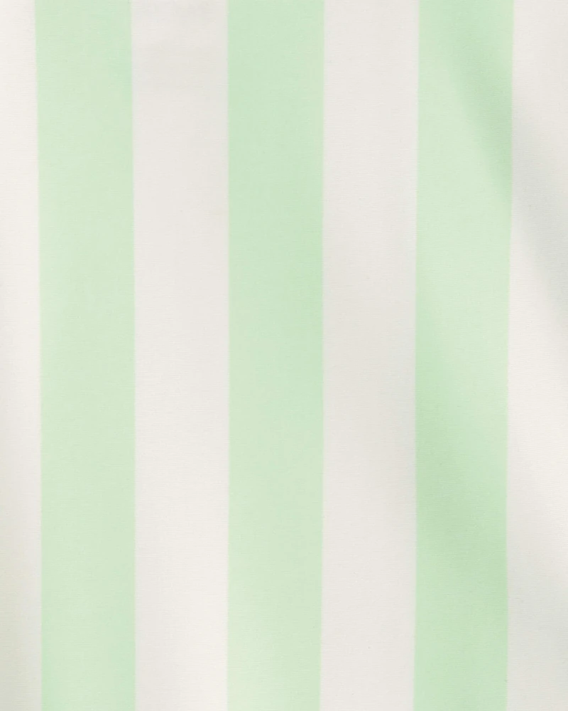 Toddler Girl 1-Piece Striped Swimsuit - Green/Ivory