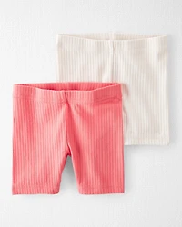 Toddler 2-Pack Organic Cotton Ribbed Pedal Shorts