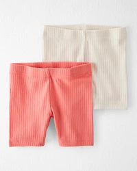 Toddler 2-Pack Organic Cotton Ribbed Pedal Shorts