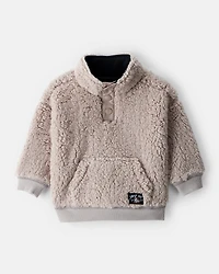 Baby Boy Sherpa Pullover Sweatshirt - Brown