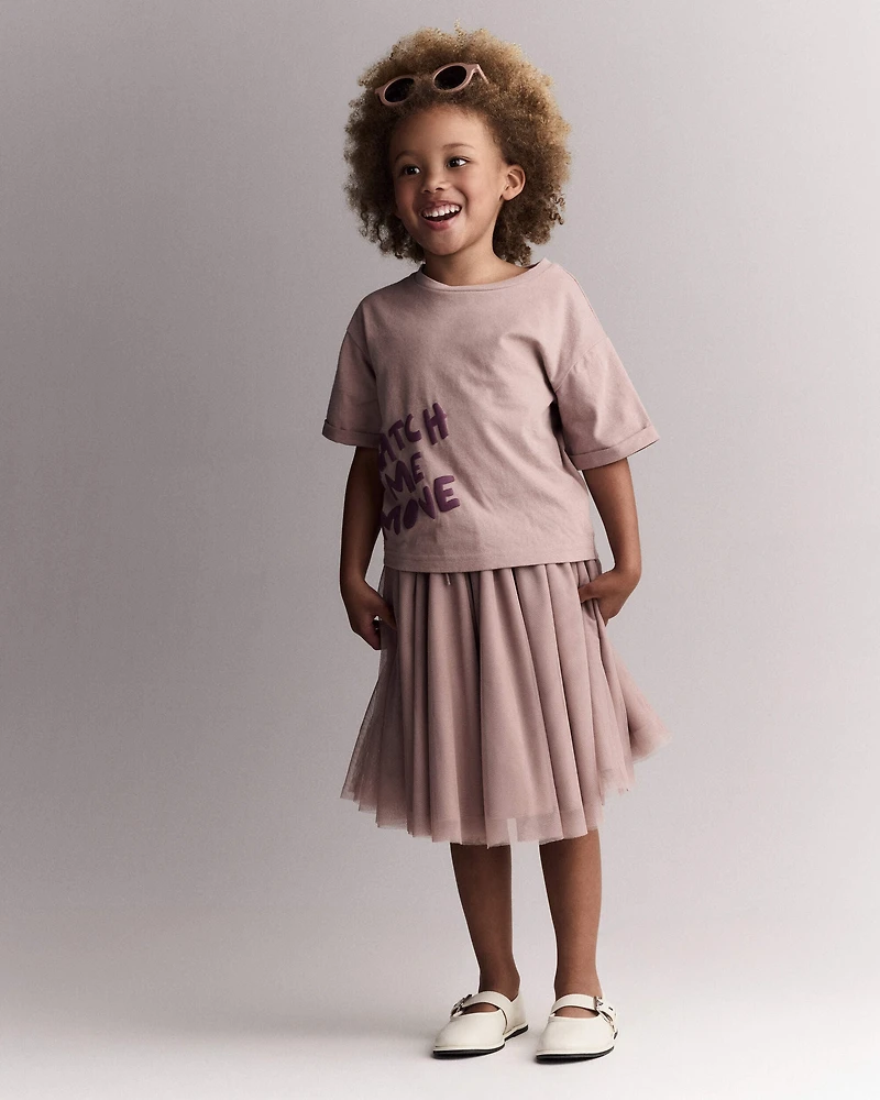 Toddler Girl Avenue Twirl™ Midi Skirt with Tulle - Light Pink