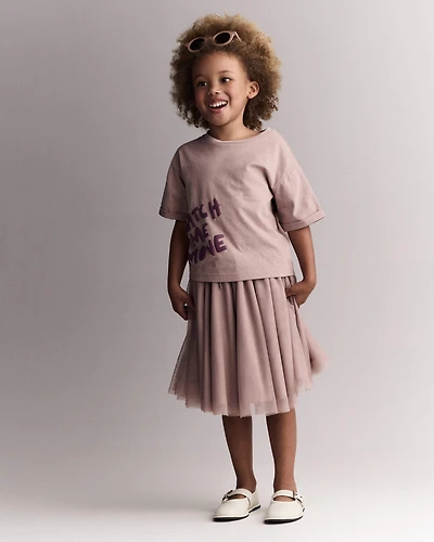 Toddler Girl Avenue Twirl™ Midi Skirt with Tulle - Light Pink