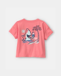 Toddler Boy Shark Graphic Tee - Coral