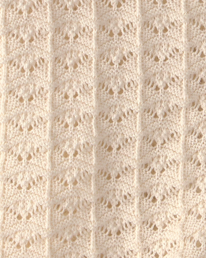 Girls Button-Down Knit Cardigan Sweater - Cream