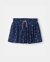 Girls Floral Active Skort - Navy