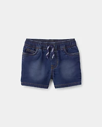 Baby Boy Denim Drawstring Shorts - Dark Wash