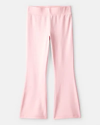 Girls 2-Piece Active Rib Long-Sleeve Top & Flare Pants Set - Pink