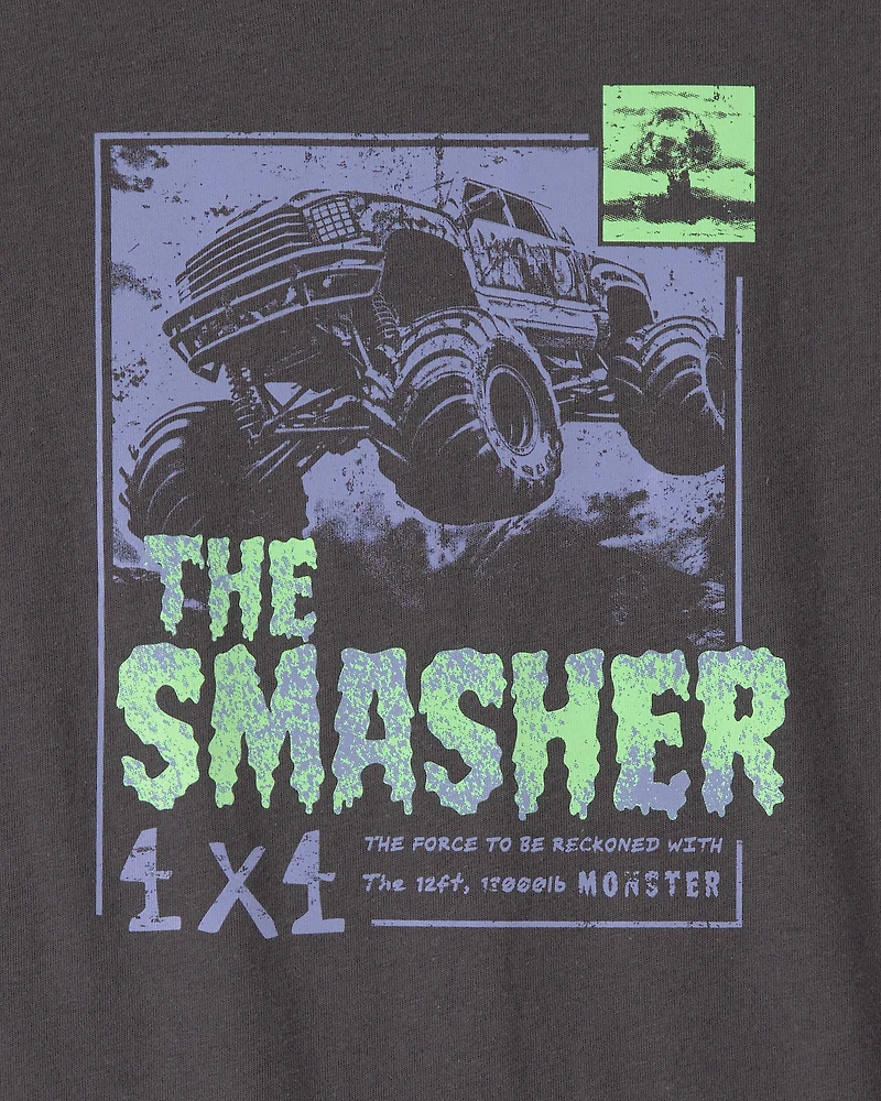 Boys Monster Truck Graphic Tee - Grey