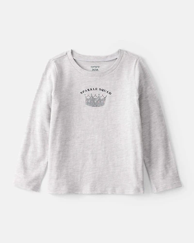Toddler Girl Sparkle Squad Long-Sleeve Graphic Tee - Grey