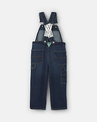 Toddler Elastic Strap Denim Overalls - Dark Wash