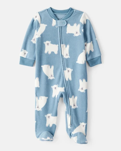 Baby Boy Polar Bear Loose Fit Long-Sleeve Sleep & Play Pajamas - Blue