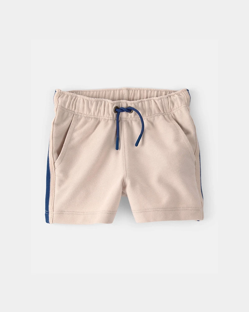 Baby Boy Striped French Terry Shorts - Khaki/Blue