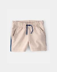 Baby Boy Striped French Terry Shorts - Khaki/Blue