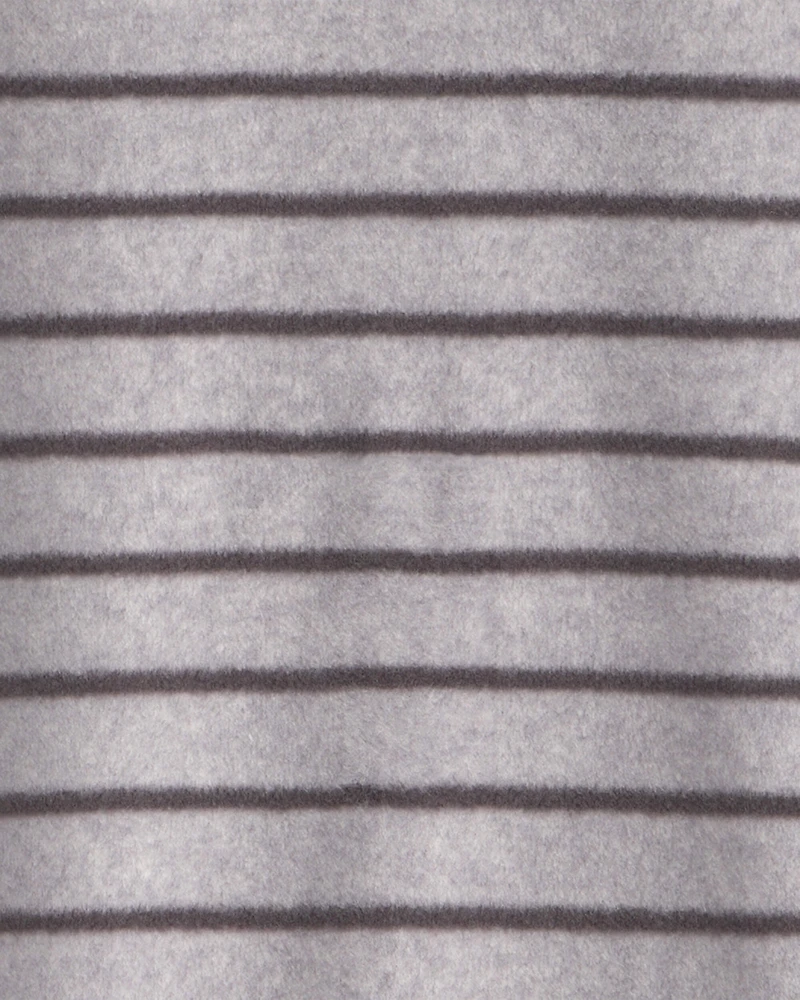 Baby Boy Monster Striped Fleece 2-Way Zip Sleep & Play Pajamas - Grey
